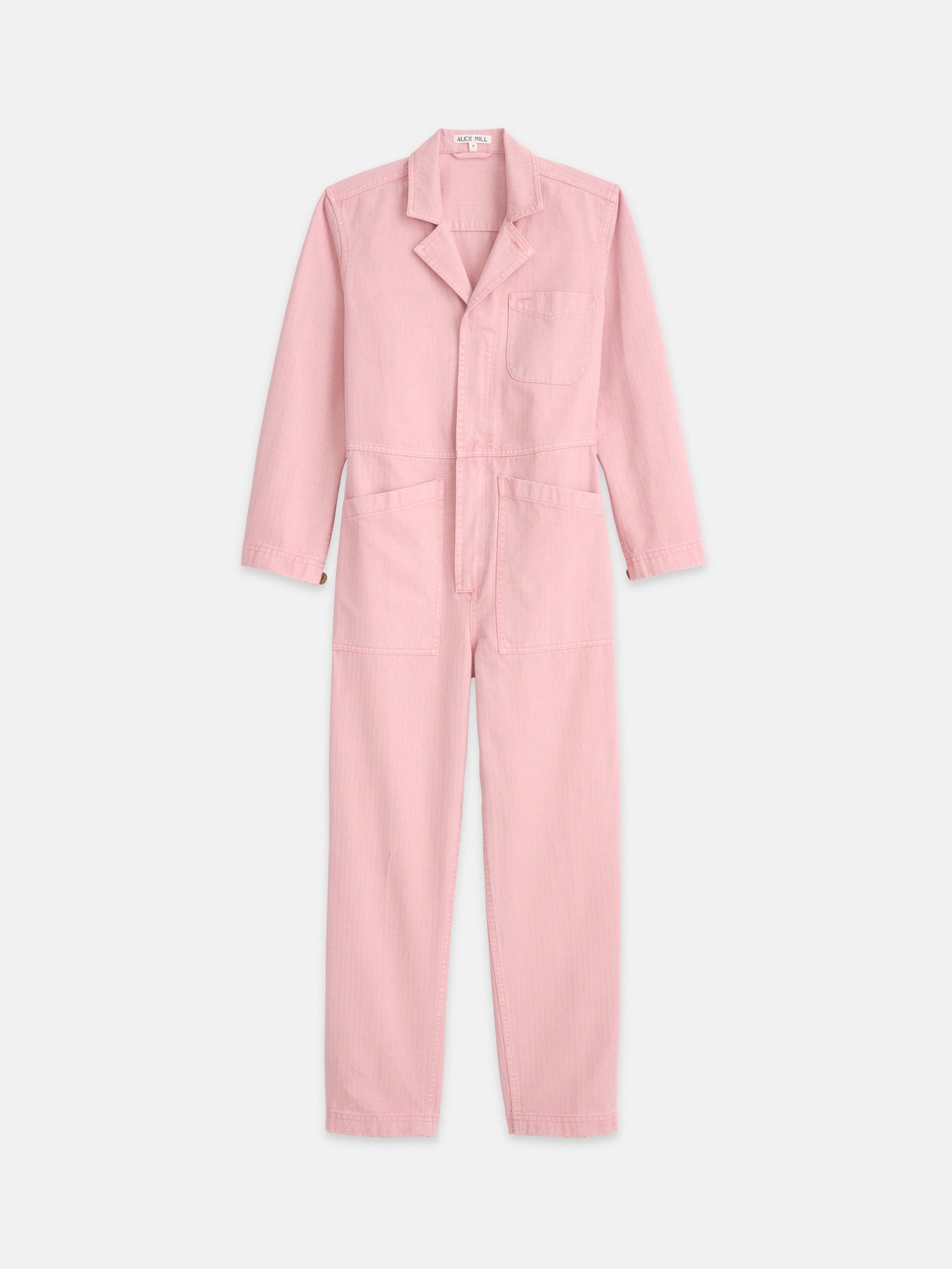 Women | Standard Zip Jumpsuit | Herringbone Blush Pink