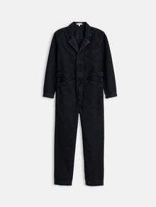 Women | Standard Zip Jumpsuit | Herringbone Washed Black