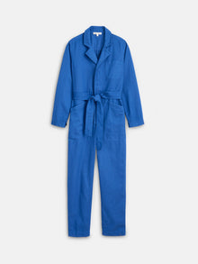 Women | Standard Zip Jumpsuit | Drapey Cotton Twill Washed Cobalt