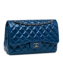 Chanel | Pre-Owned Jumbo Classic Patent Double Flap | Blue