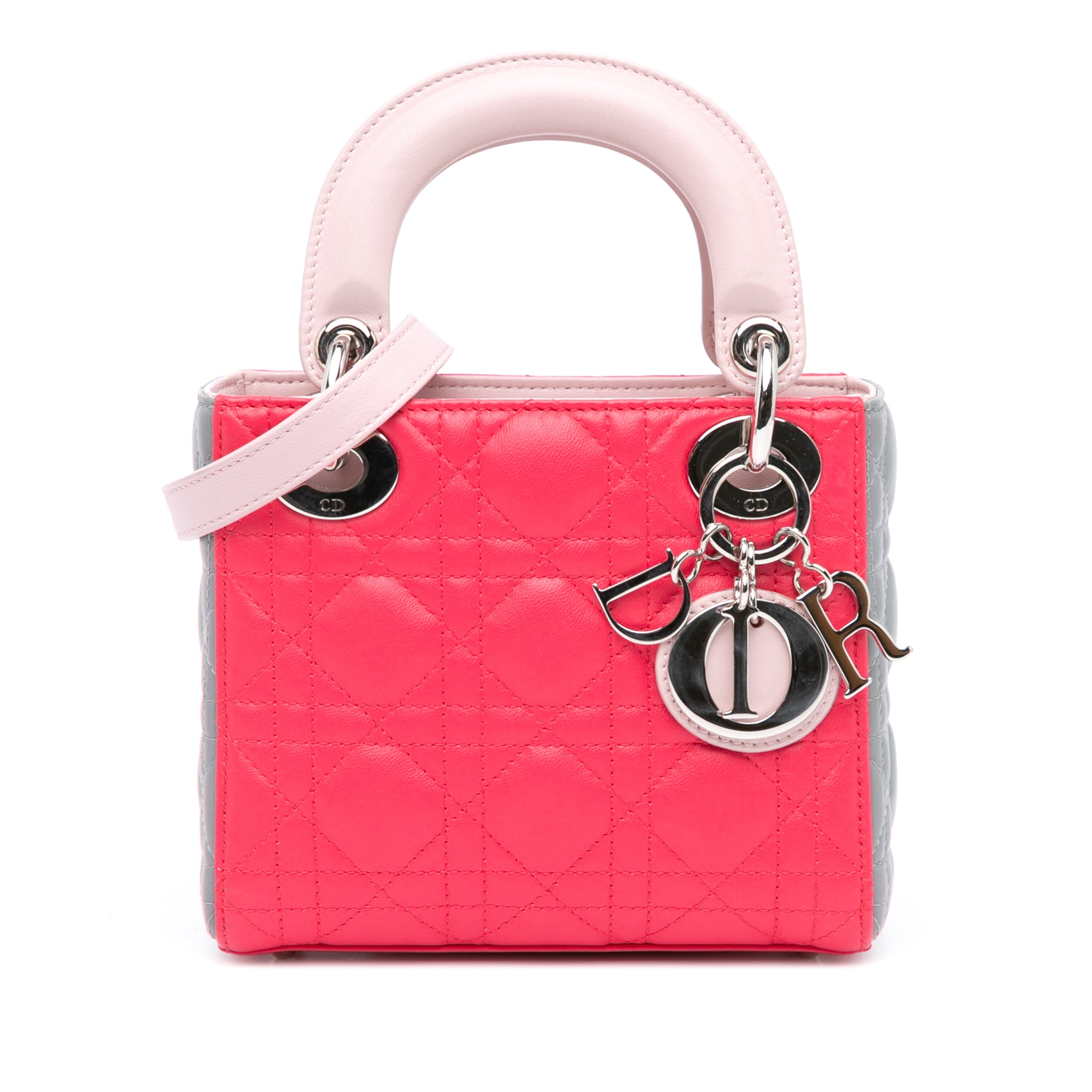 Dior | Pre-Owned Mini Tricolor Lambskin Cannage Lady | White/Pink