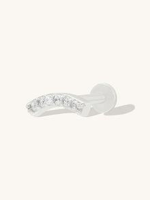 Pave Curve Flat Back Earring | 5A Grade Cubic Zirconia | Silver Rhodium Plated Brass