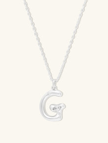 Alphabet Bubble Necklace | 5A Grade Cubic Zirconia | Silver Rhodium Plated Brass