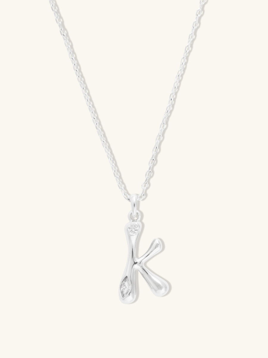 Alphabet Bubble Necklace | 5A Grade Cubic Zirconia | Silver Rhodium Plated Brass