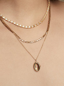 Aura Citrine Quartz Locket Necklace | Citrine Quartz Glass | 14K Gold Plated Brass