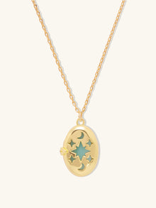 Aura Amazonite Locket Necklace | Amazonite | 14K Gold Plated Brass