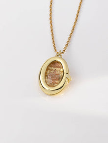 Aura Citrine Quartz Locket Necklace | Citrine Quartz Glass | 14K Gold Plated Brass