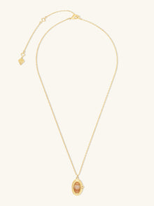 Aura Citrine Quartz Locket Necklace | Citrine Quartz Glass | 14K Gold Plated Brass