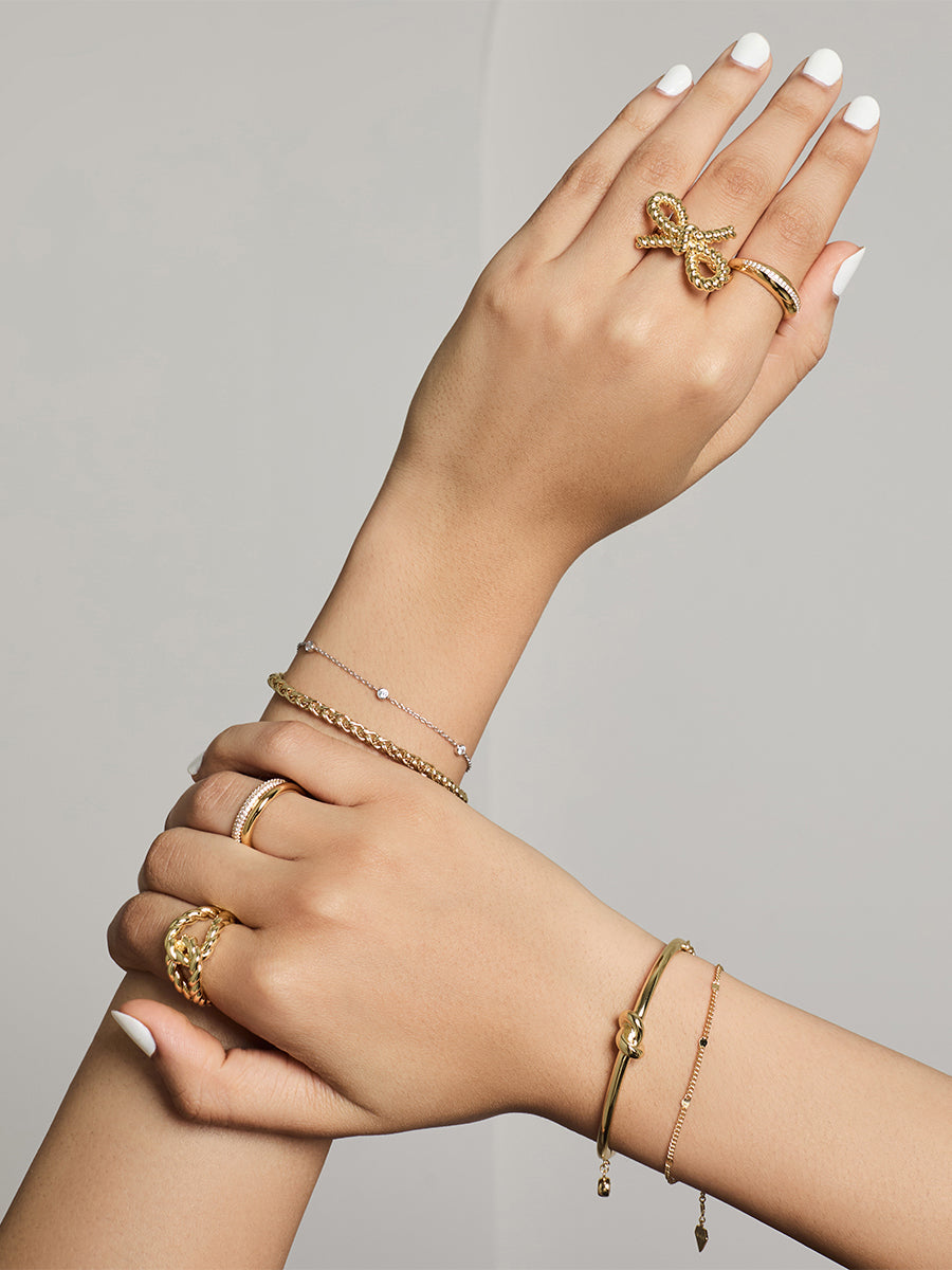 Ribbed Bow Ring  | 14K Gold Plated Brass