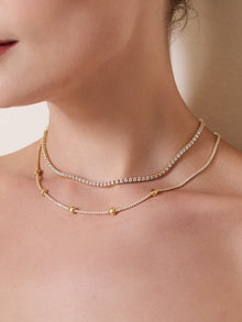 Heart Pave Petite Tennis Necklace | 5A Grade Cubic Zirconia | 14K Gold Vermeil