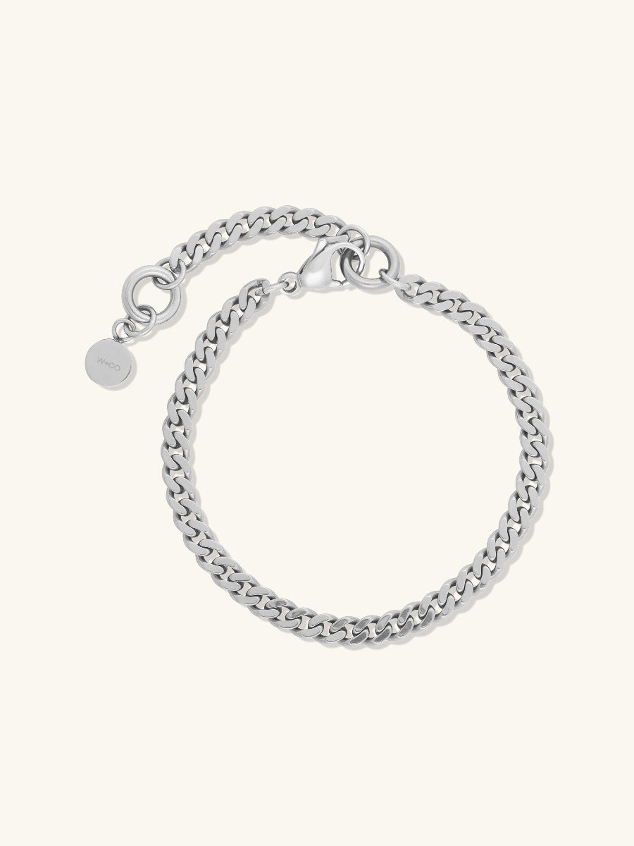 Chunky Curb Chain Bracelet | Rhodium Plated Stainless Steel