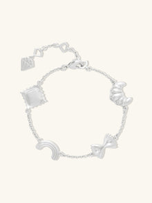 Food Party Charm Bracelet | 5A Grade Cubic Zirconia | Silver Rhodium Plated Brass
