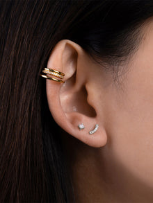 Pave Curve Flat Back Earring | 5A Grade Cubic Zirconia | Silver Rhodium Plated Brass