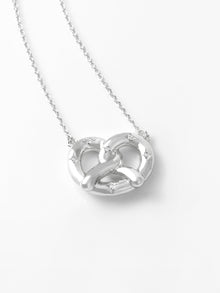 Pretzel Necklace | 5A Grade Cubic Zirconia | Silver Rhodium Plated Brass