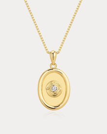 The Wave Bezel Locket Necklace | Cubic Zirconia | Gold