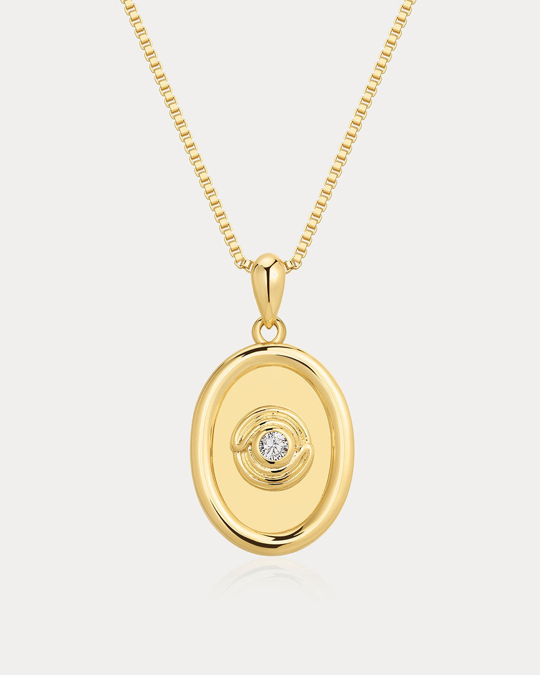 The Wave Bezel Locket Necklace | Cubic Zirconia | Gold