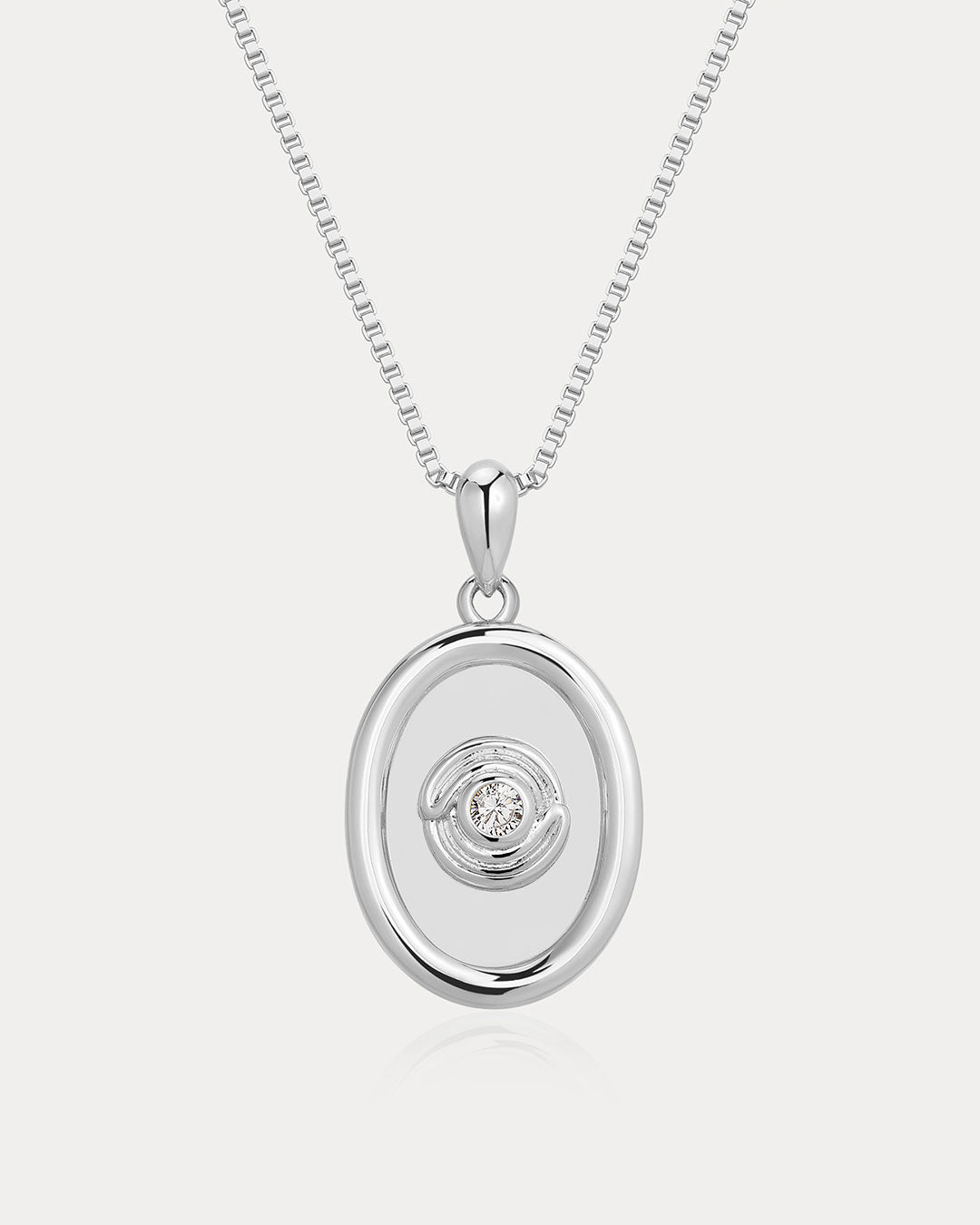 The Wave Bezel Locket Necklace | Cubic Zirconia | Silver