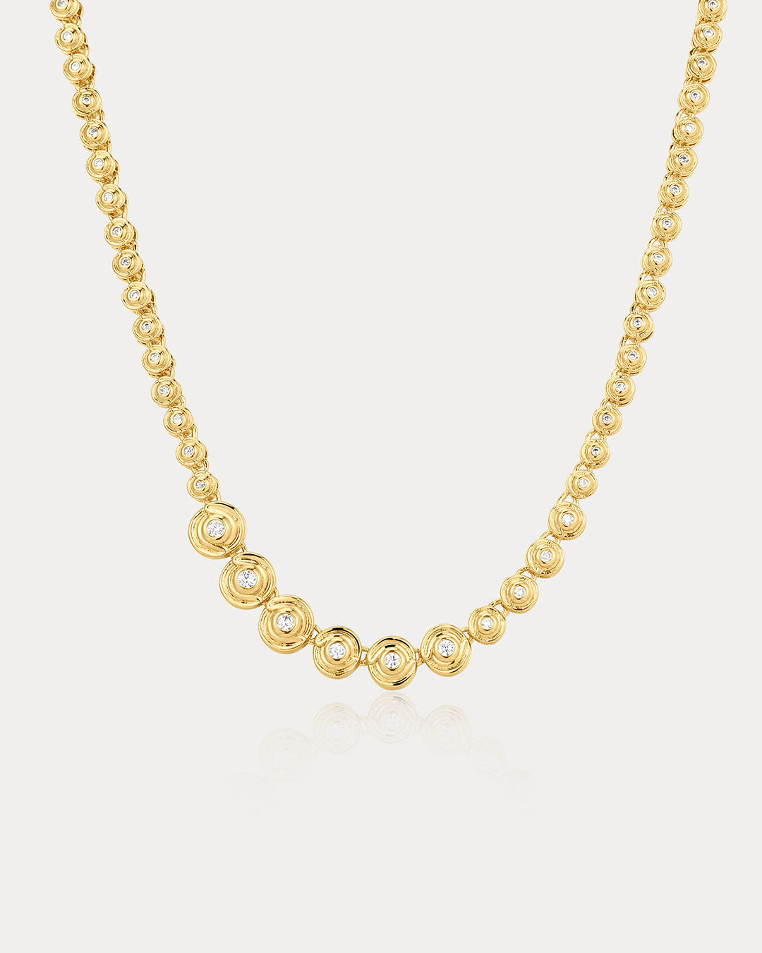Wave Bezel Tennis Necklace | Gold | Cubic Zirconia