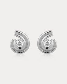 Wave Bezel Twist Studs | Silver | Cubic Zirconia