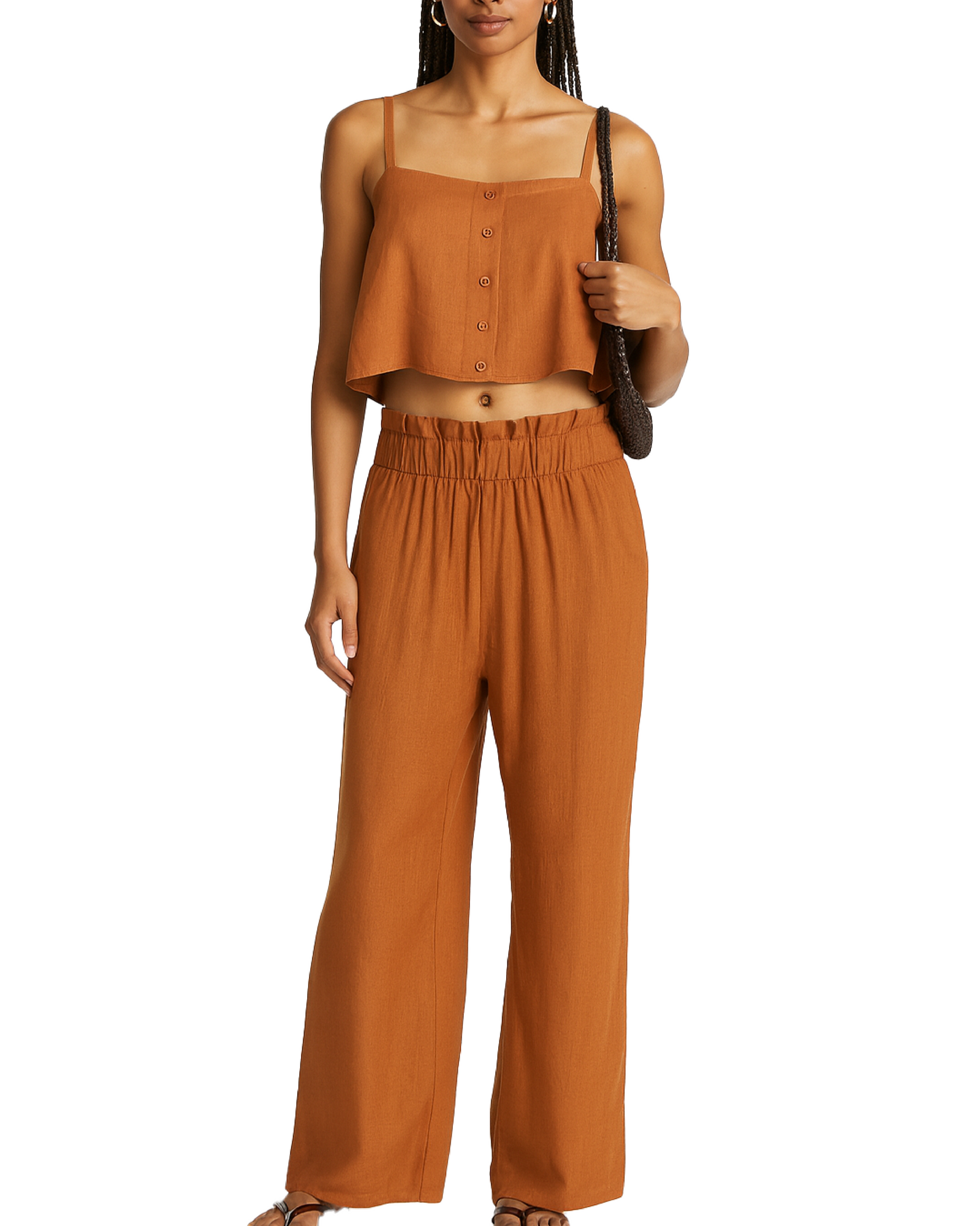 Linen Trapeze Tank Top | Clay