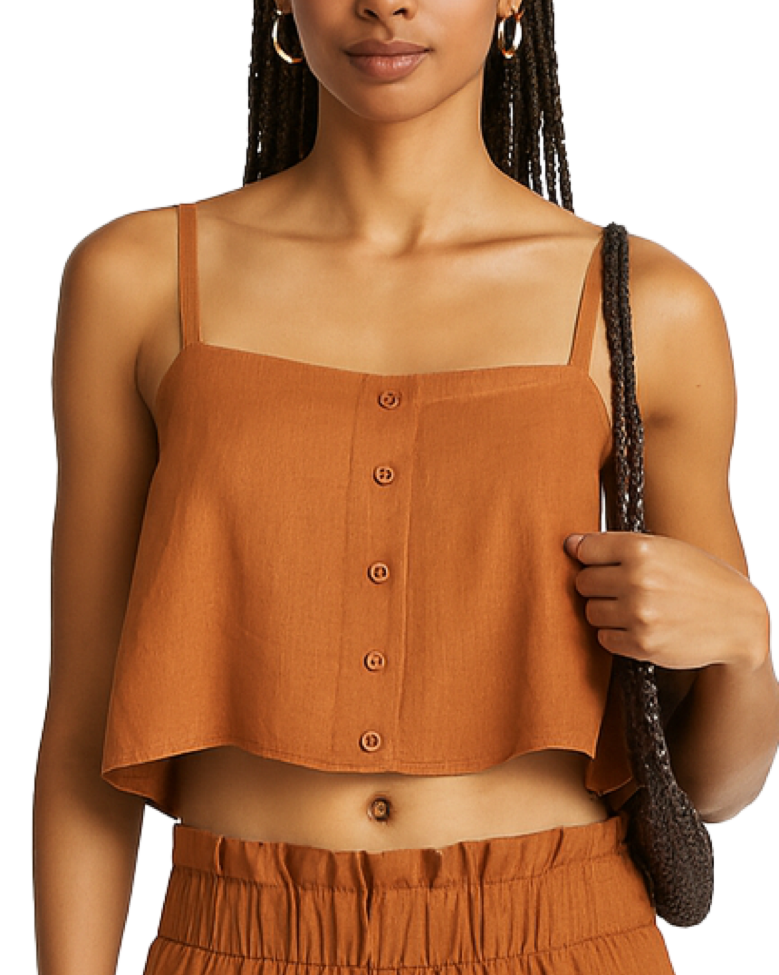 Linen Trapeze Tank Top | Clay