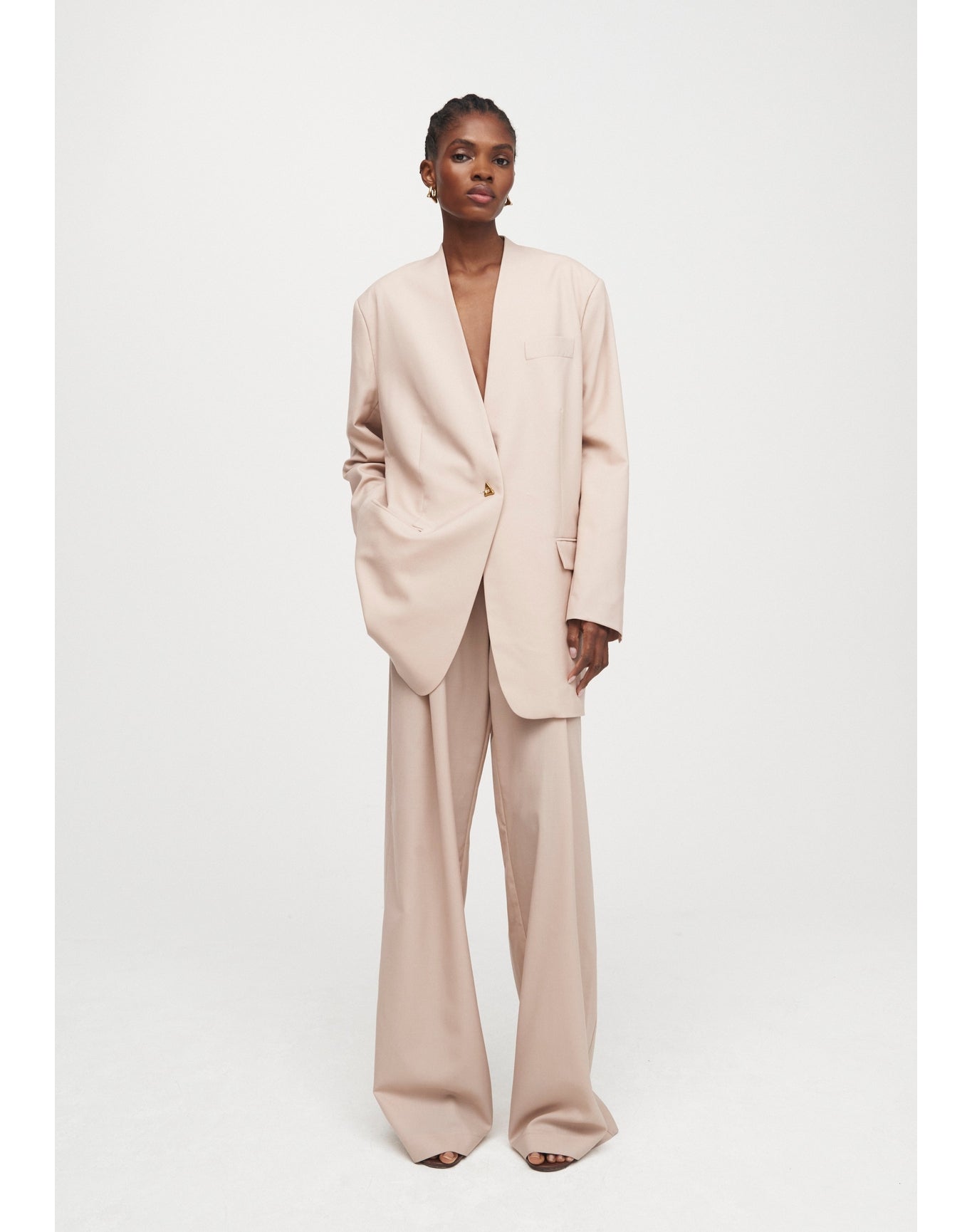 Wellen | Wide Leg Suiting Pants | Pale Rose
