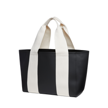 state bags Wellington cabana tote rubberized black/ivory back view side angle click to zoom