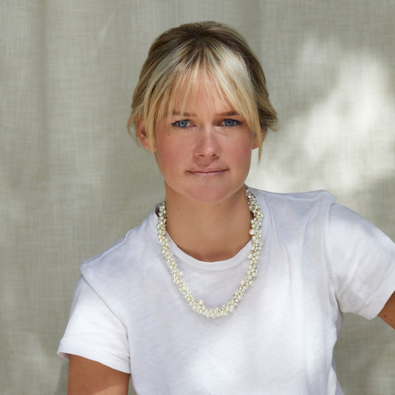 Isadora Pearl Collar | White Pearl | Rhodium Plated Brass