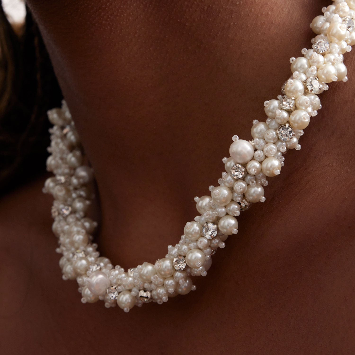 Isadora Pearl Collar | White Pearl | Rhodium Plated Brass