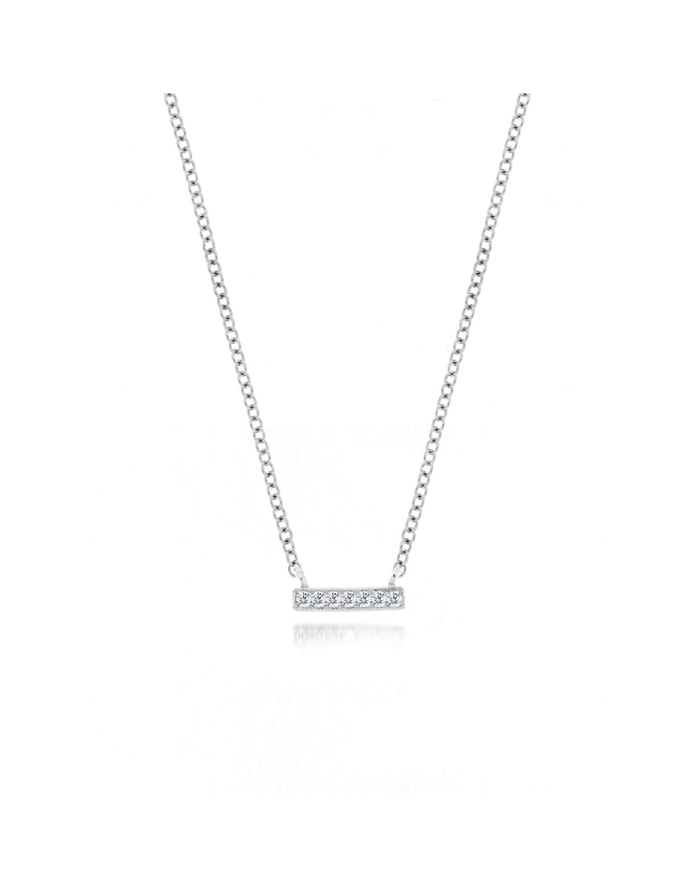 White Mini Diamond Bar Necklace | 14kt Gold