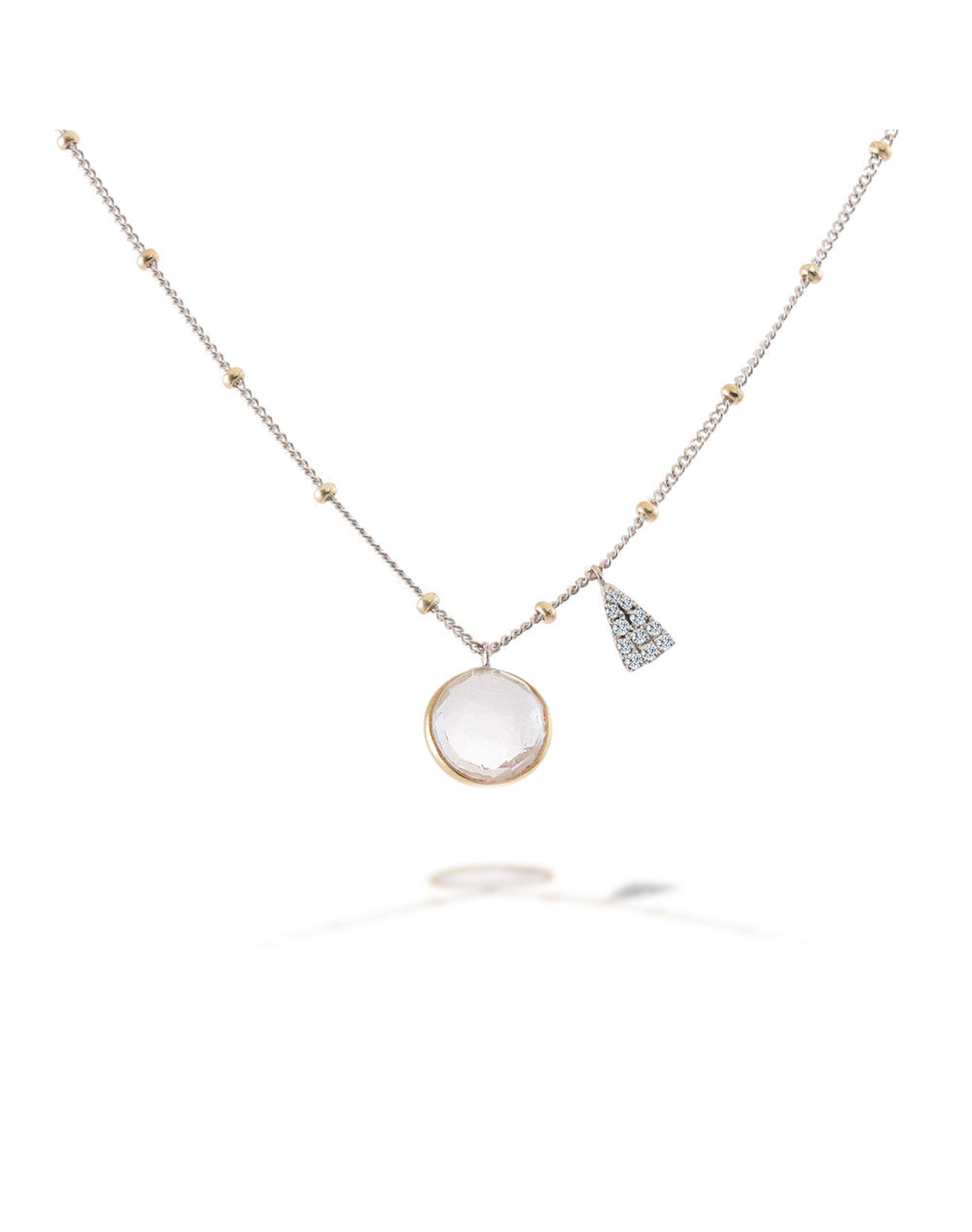 White Topaz Diamond Necklace | 14kt Yellow Gold