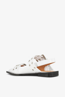 White Wide Welt Buckle Ballerinas | Egret