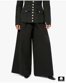Wide Leg Pleated Trouser | Black