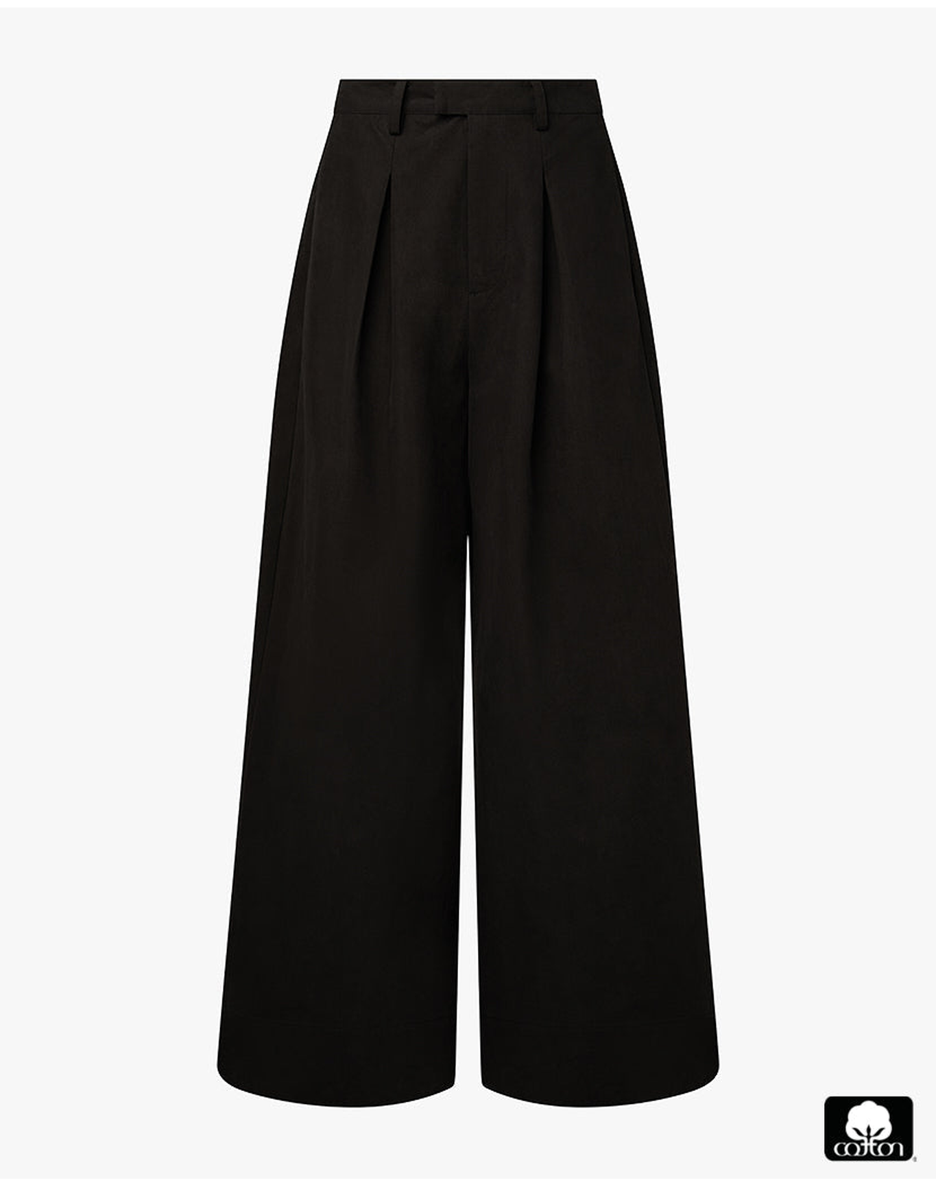 Wide Leg Pleated Trouser | Black