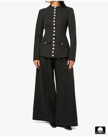 Wide Leg Pleated Trouser | Black