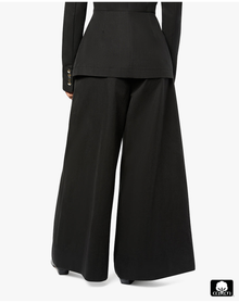 Wide Leg Pleated Trouser | Black
