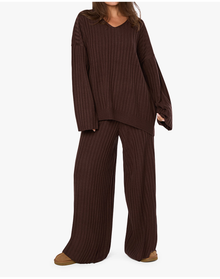 Wide Leg Pull On Pant | Brown