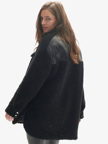 Womens | Padded Wool Sherpa Shirt Jacket | Black