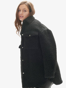 Womens | Padded Wool Sherpa Shirt Jacket | Black