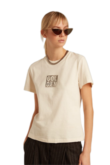 Women | Aged Cotton T-Shirt with Print On The Front | Heritage White x Black