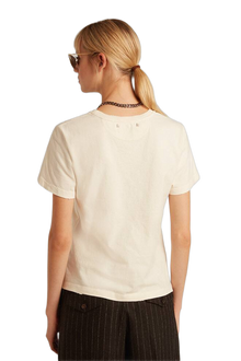 Women | Aged Cotton T-Shirt with Print On The Front | Heritage White x Black