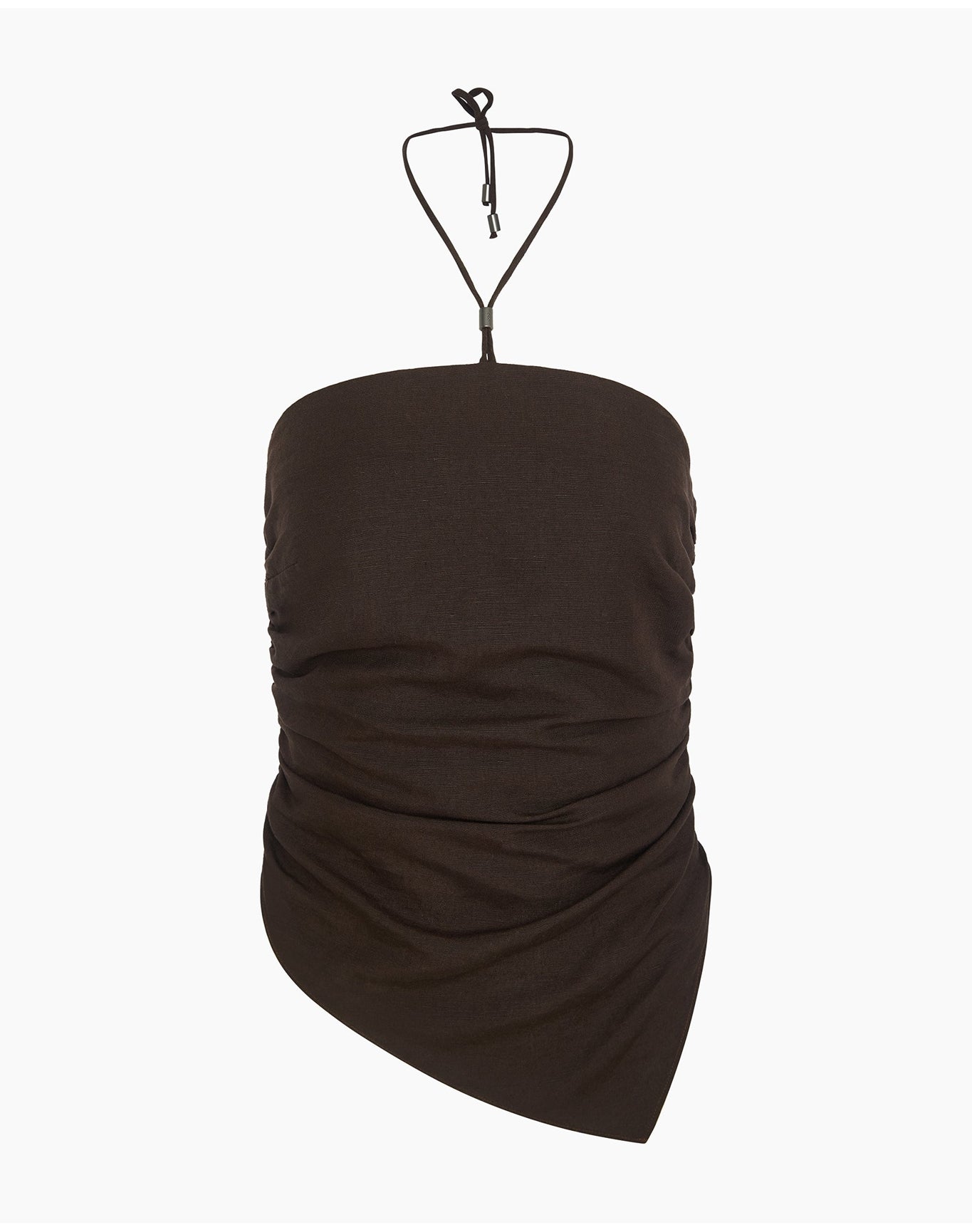 Women | Air Linen Asymmetrical Halter Top | Espresso