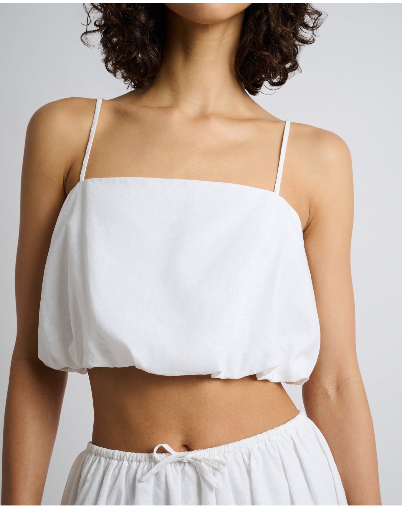 Women | Air Linen Bubble Crop Top | White