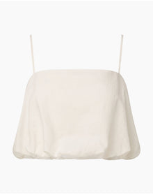 Women | Air Linen Bubble Crop Top | White