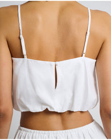 Women | Air Linen Bubble Crop Top | White