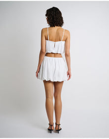 Women | Air Linen Bubble Crop Top | White