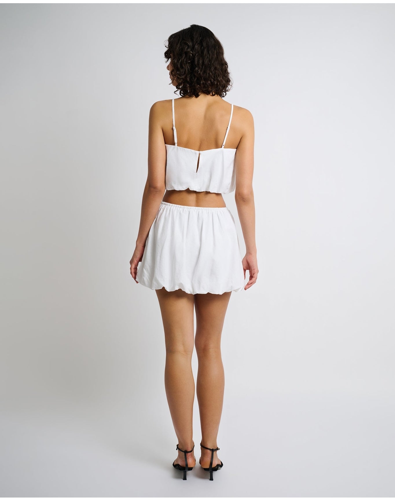 Women | Air Linen Bubble Crop Top | White