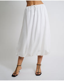Women | Air Linen Bubble Maxi Skirt | White