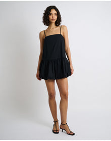 Women | Air Linen Bubble Mini Dress | Black