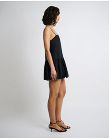 Women | Air Linen Bubble Mini Dress | Black